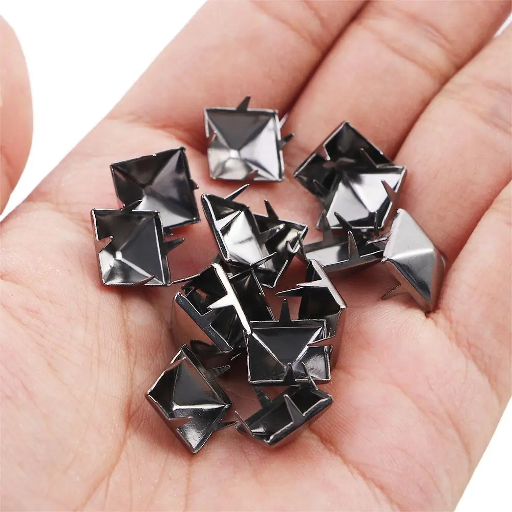 for Hat,Bag,Clothes Silver Pyramid Shape Metal Spikes Spots Nailhead Square Rivets Garment Supplies Sewing Decor DIY Studs