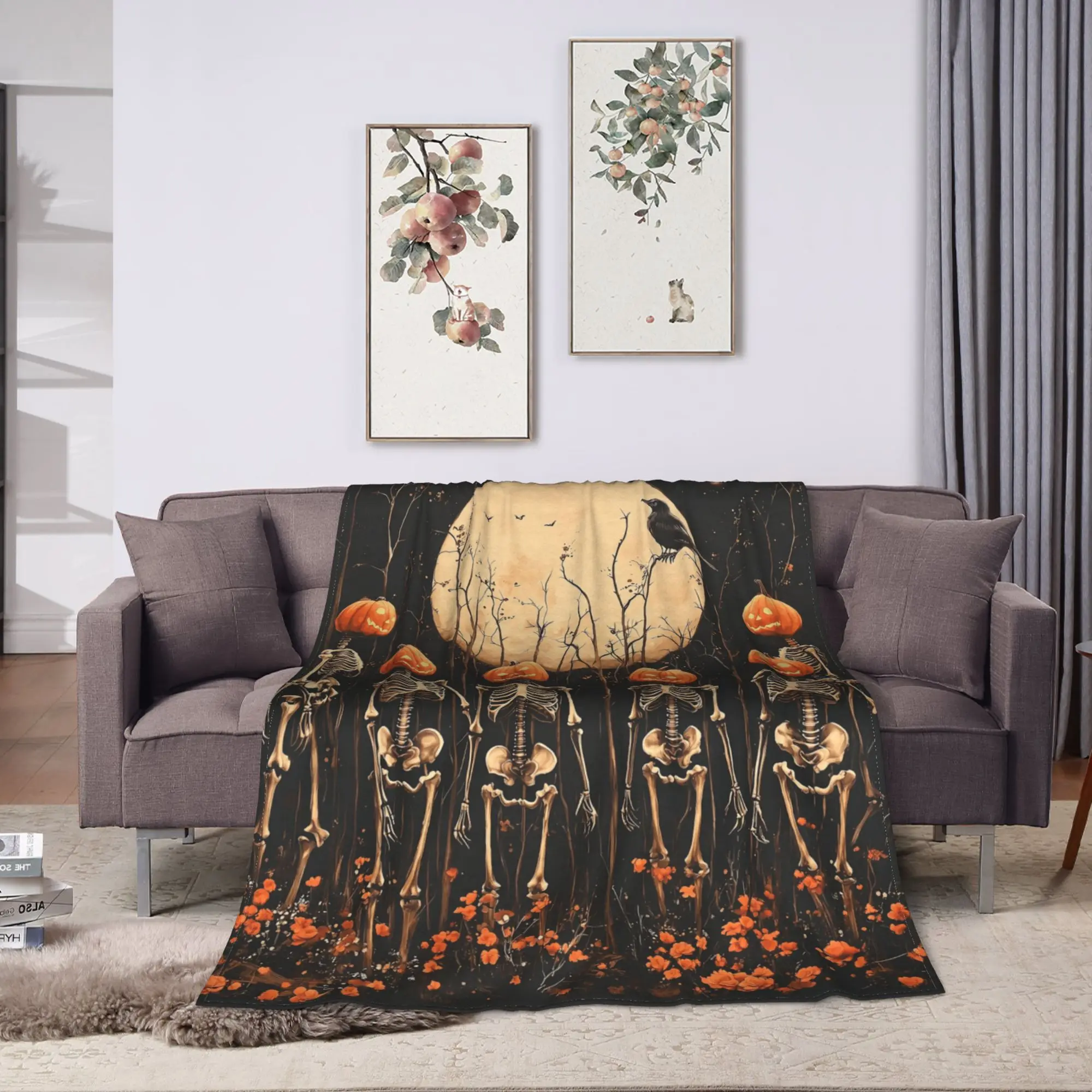 Super Warm BlanketKids Airplane Travel Introvert Skeleton Halloween Throw Blanket  Flannel Bedspread For Fluffy Sofa Bed Cover