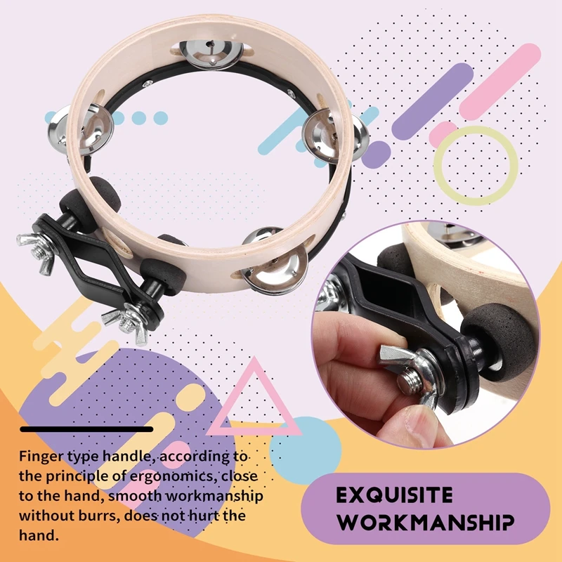 Drum Circle Double Row Rattle Drum Rings Tambourine Drum Tamborine Percussion Musical Instruments