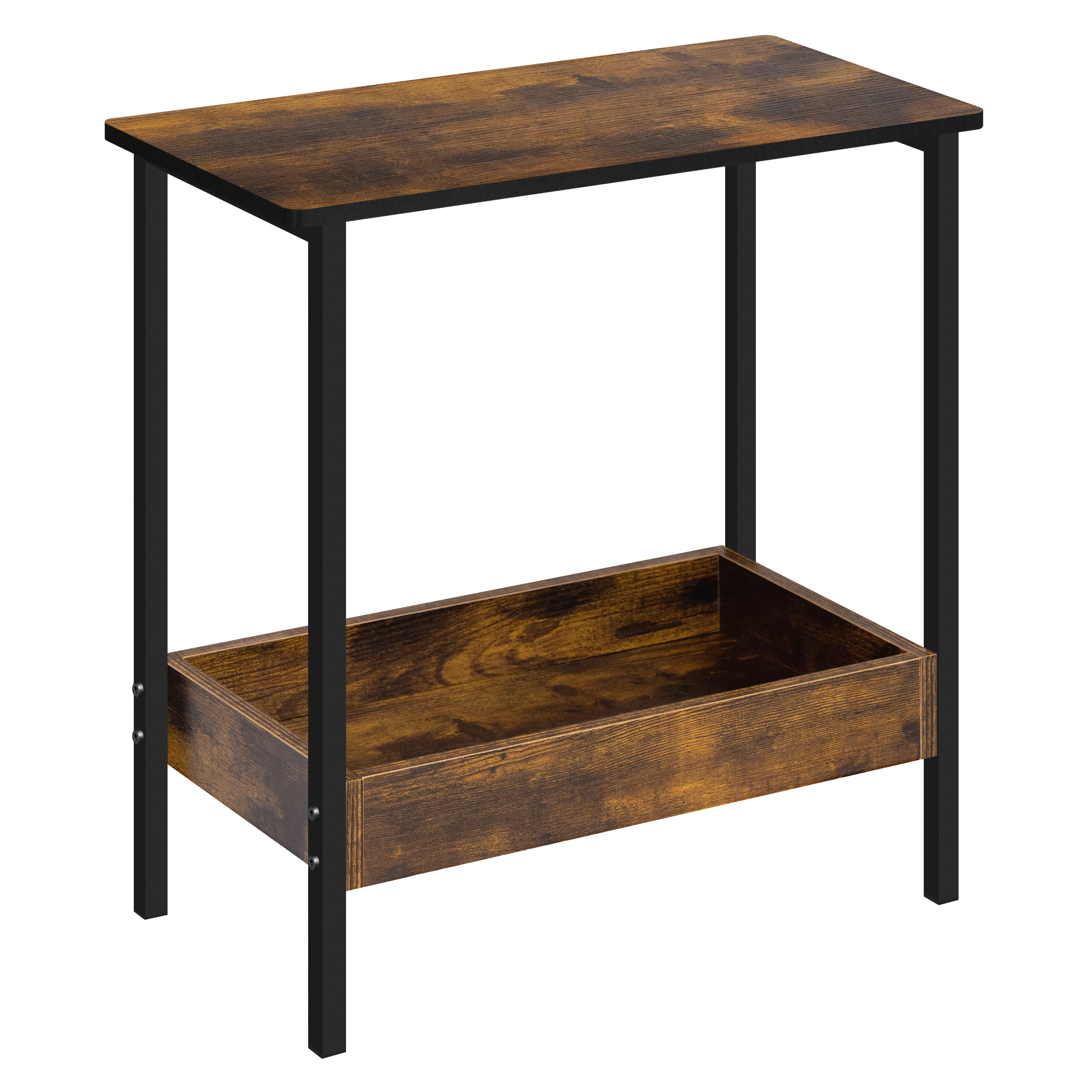 WOLTU Tavolino Consolle Marrone con Ripiani, Tavolino da Salotto con Struttura in Metallo per Caffè e Laptop, Stile Vintage