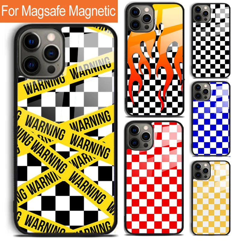 

Мягкий чехол для телефона в клетку в клетку для iPhone 17, Air 16, 15, 14, 12, Pro Max Plus Magsafe, магнитный чехол для беспроводной зарядки