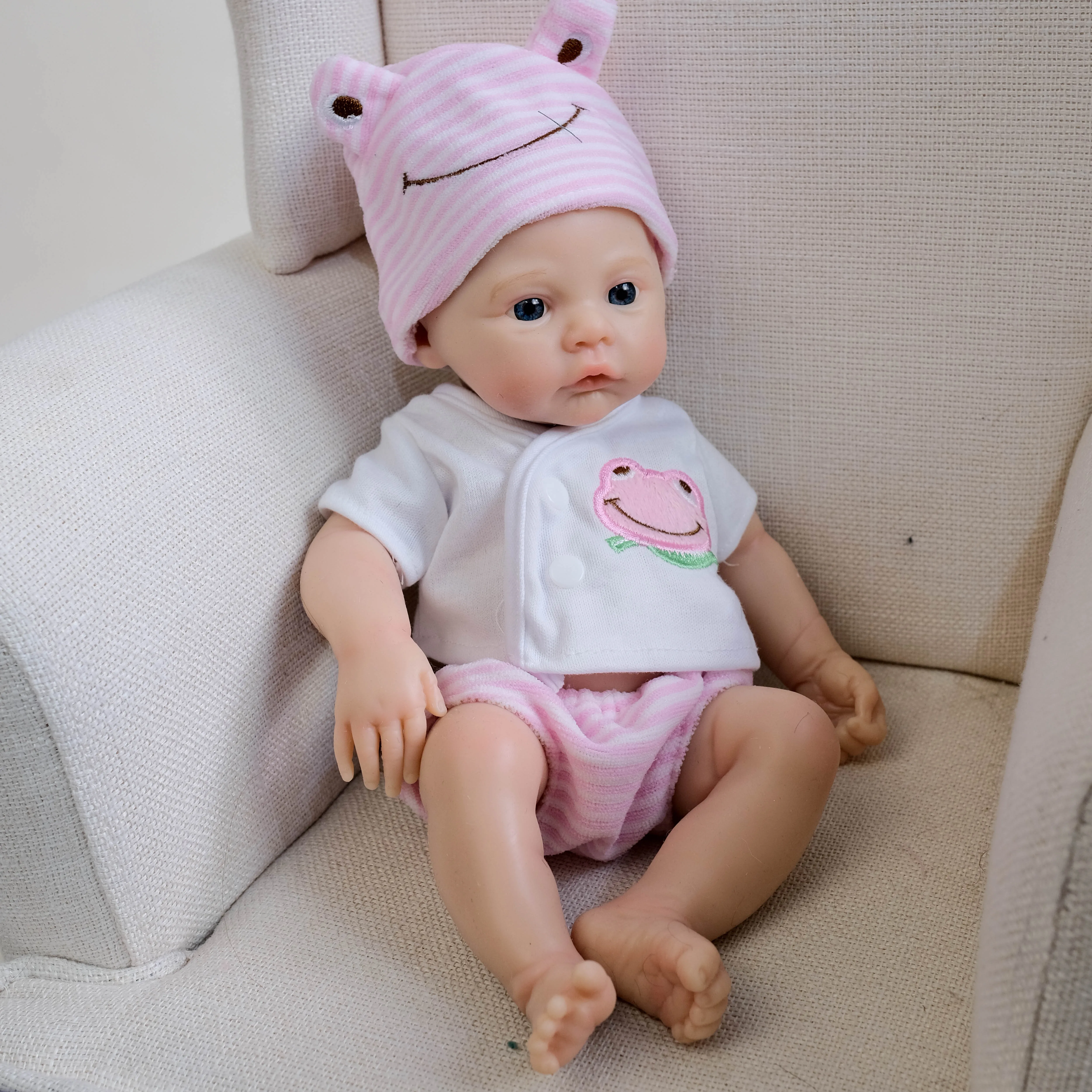 NPK 12inch Full Solid Silicone Reborn Baby Doll Super Soft Flexible Elastic Cuddly Art Doll Multiple Layers Painting