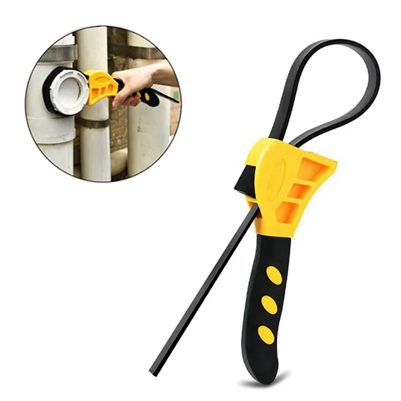 6 Inch Multifunctional Belt Wrench Adjustable Oil Filter Bottle Opener Auto Repair Filter Dual-Purpose Wrench