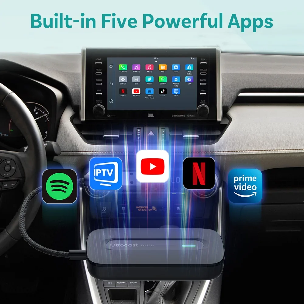 Ottocast Play2Video Express & Ultra Android 12 AI Box Wireless CarPlay Android Auto Netflix YouTube Video Streaming Adapter