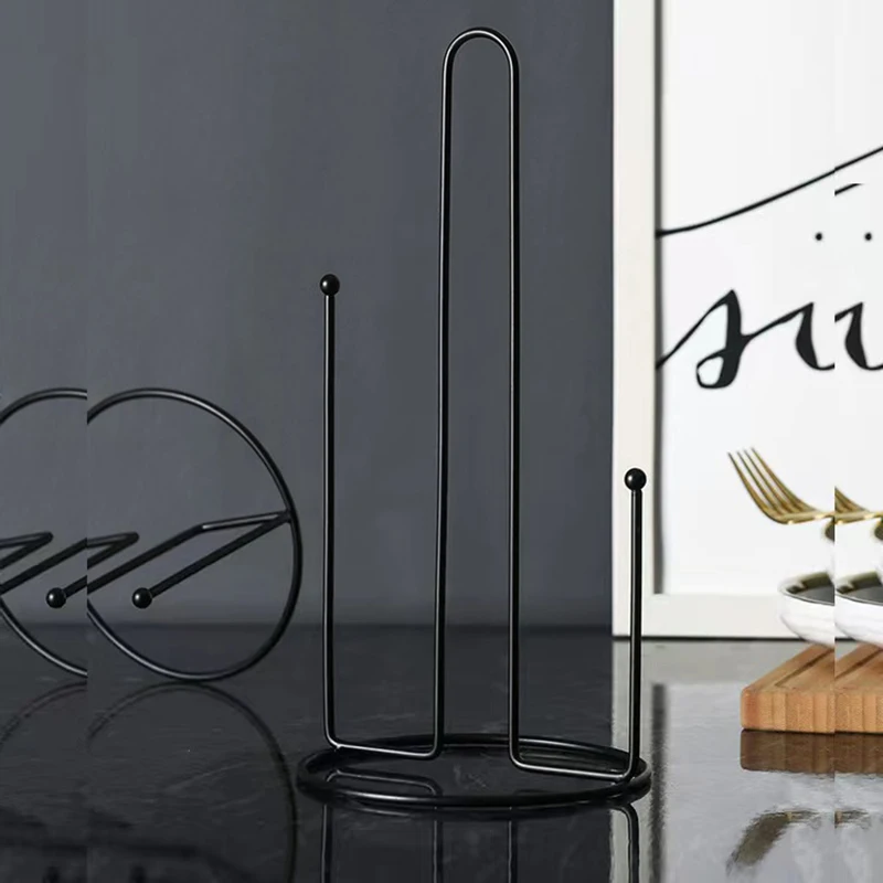 1PC Iron Kitchen Roll Paper Towel Holder Bathroom Paper Towel Holder Dining Table Vertical Napkin Holder Kitchen Storage Rack