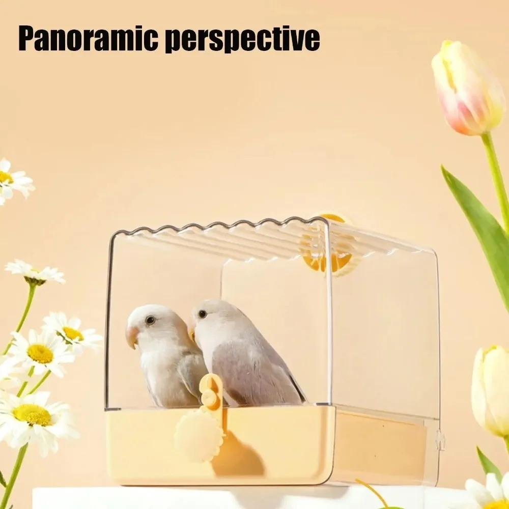 

Transparent Parrot Bath Bottom Drawer Splash Proof Birdbath Feeder Multi-functional Food Holder Box Bird Bathtub