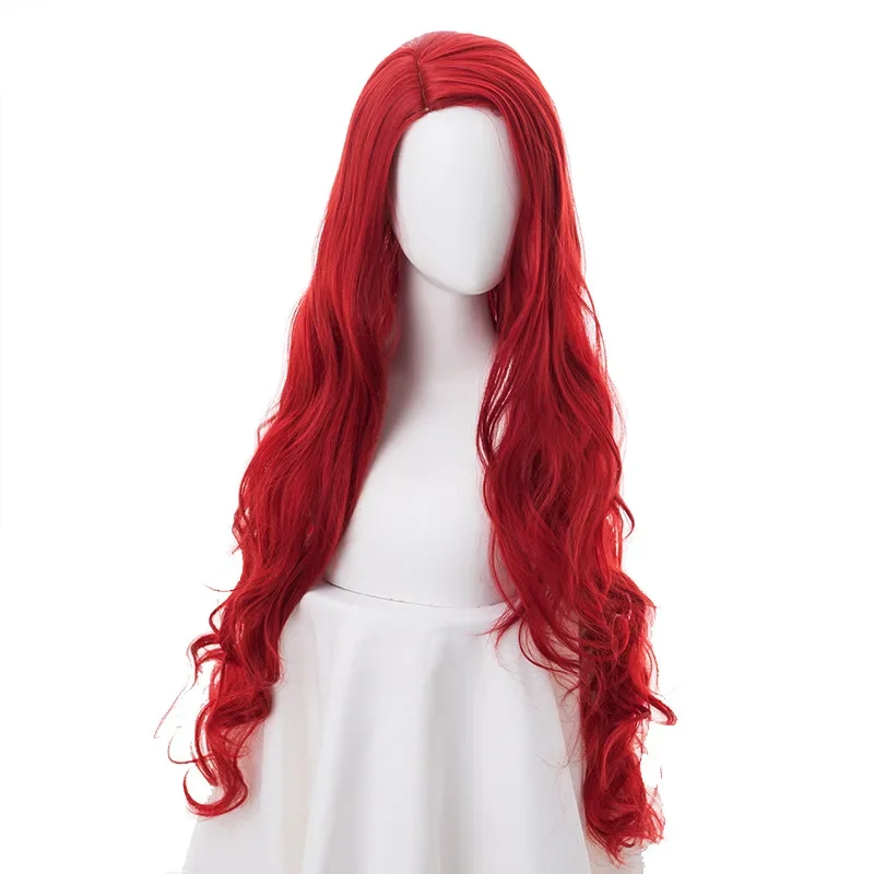 Morematch-Peluca de Cosplay de película Aquaman Mera para mujer, pelo sintético resistente al calor, largo y rizado, color rojo, 80cm