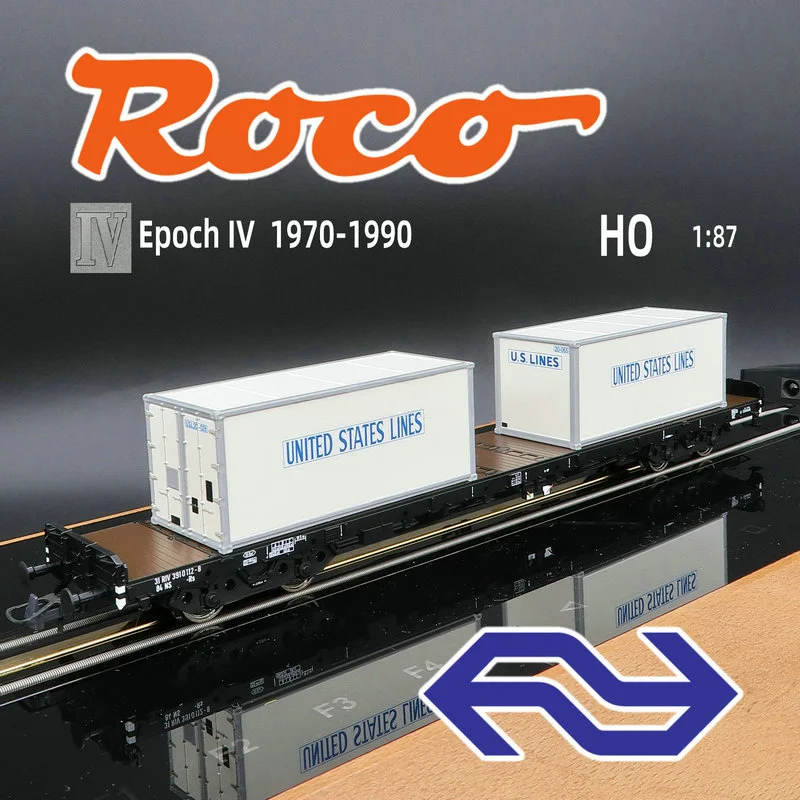 Train Model ROCO 1/87 HO Type 76714 NS Fourth Generation Container Rail Car Transport Flat Truck Compartment