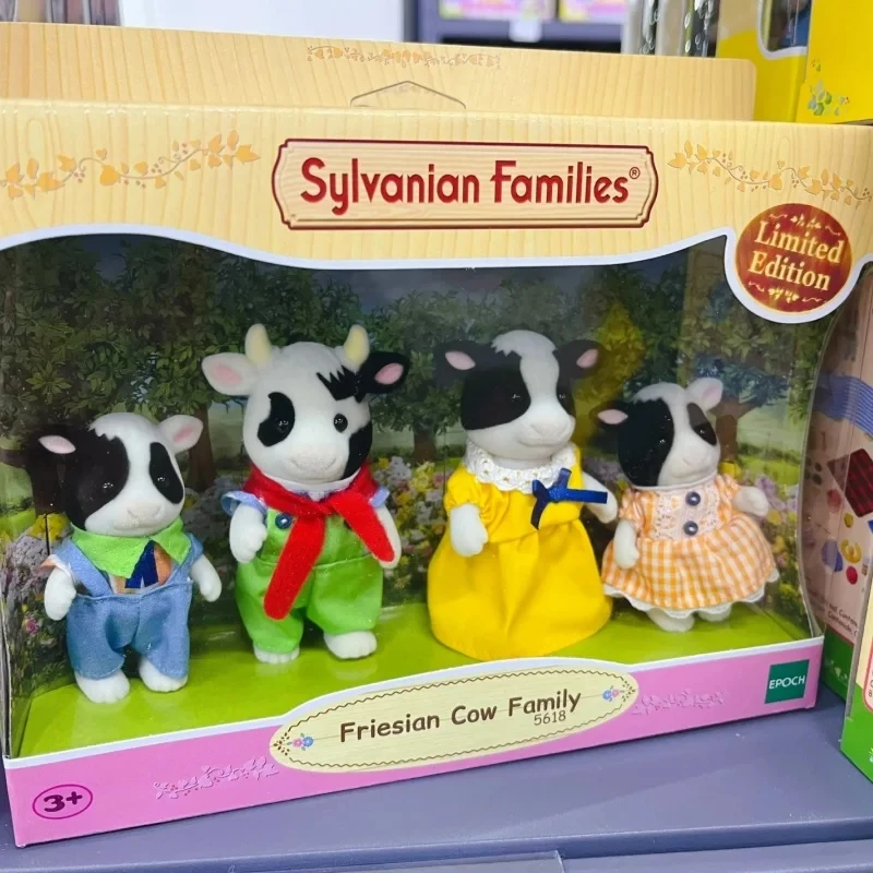 New Japanese SYLVANIAN FAMILIES Anime Figures Cow Family Latte Cat Family Baby Mini Doll Girl Toys Ternurines Figure Dolls