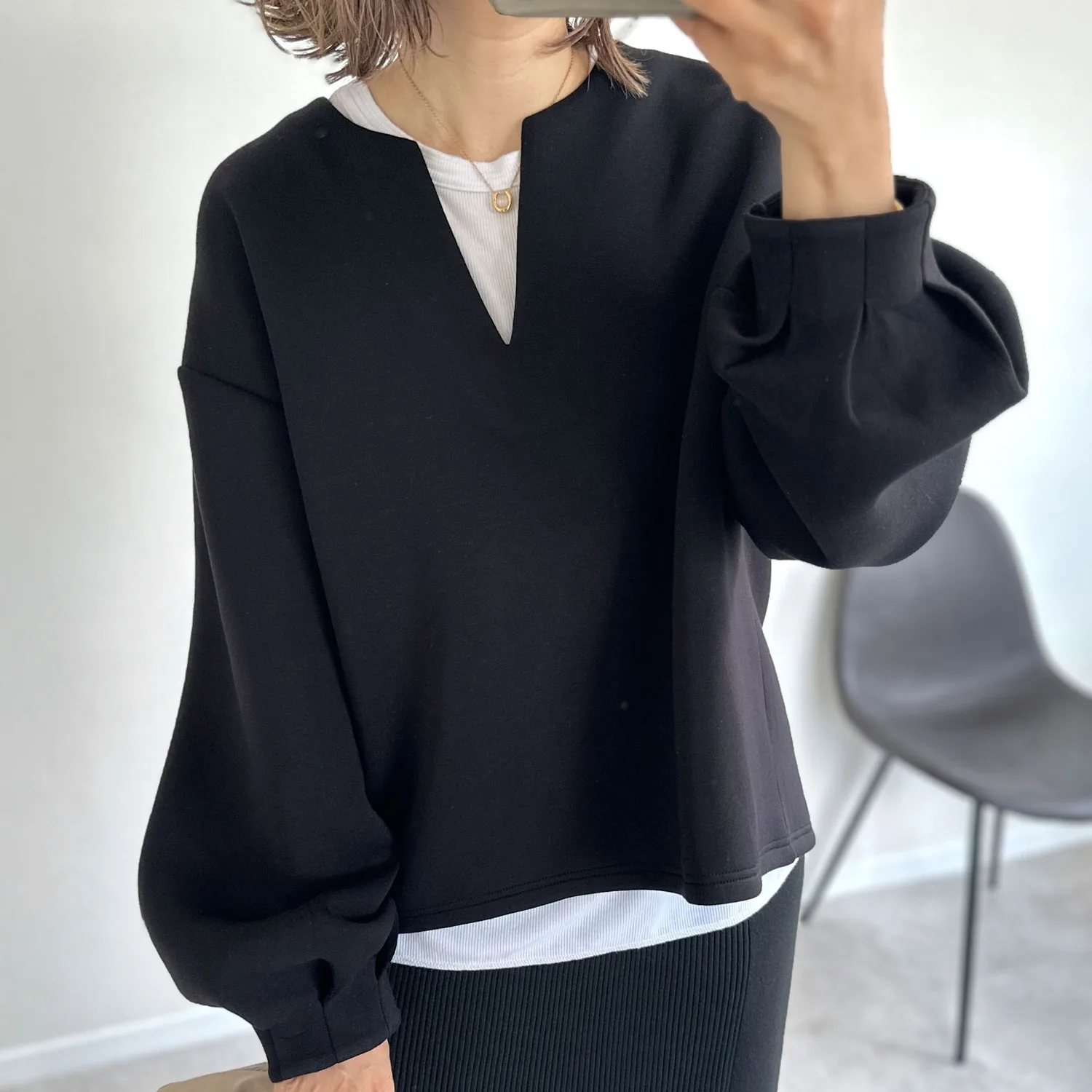 Sweat-shirt Long en coton V-Ne, coupe ample, Jaet ort Sle, Faion pour femmes, confortable, respirant, vêtements d'extérieur