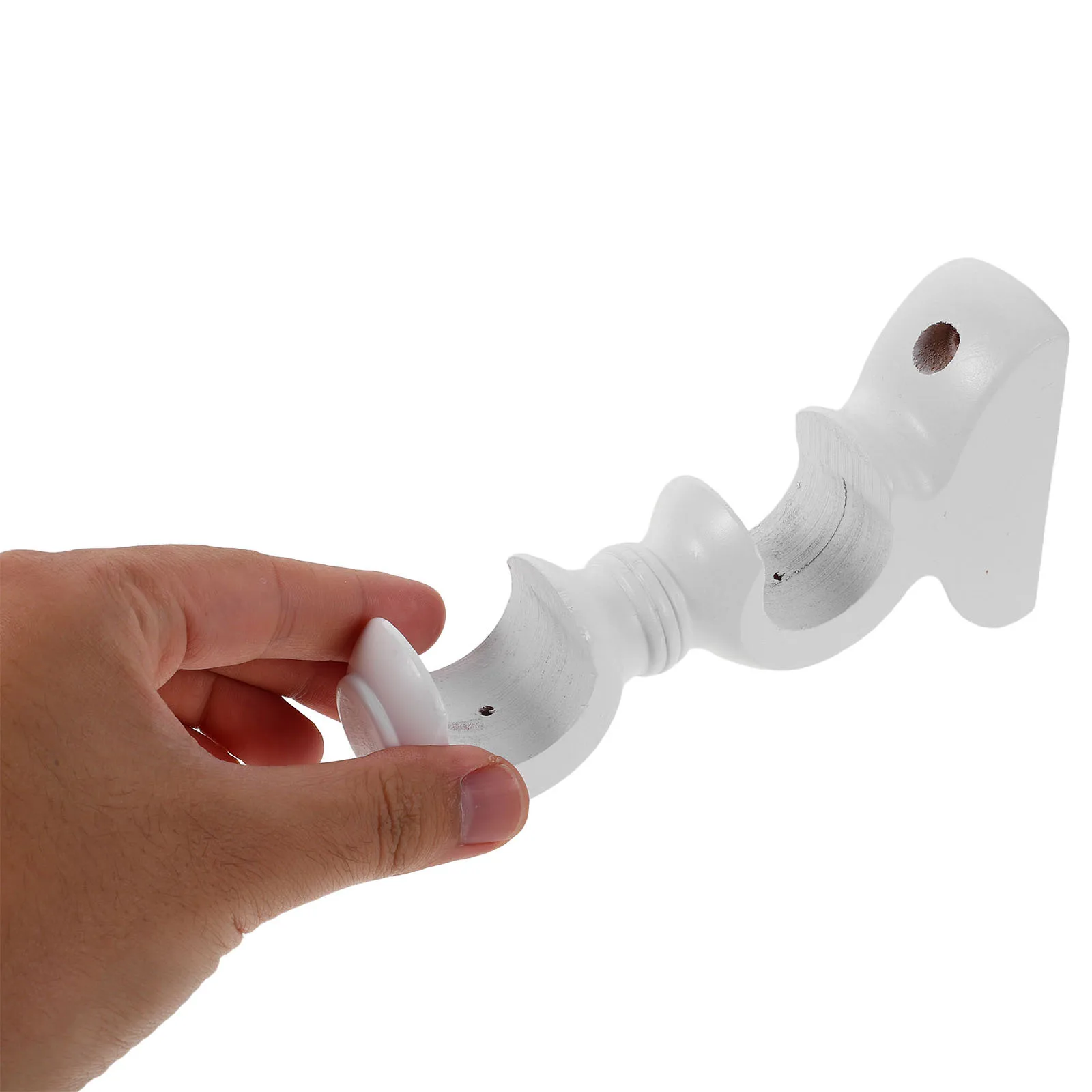 

2pcs Wooden Curtain Rod Brackets 29Mm/1.14" Wall Mounted Support For Heavy Curtains Natural Wood Texture Home Office Decor