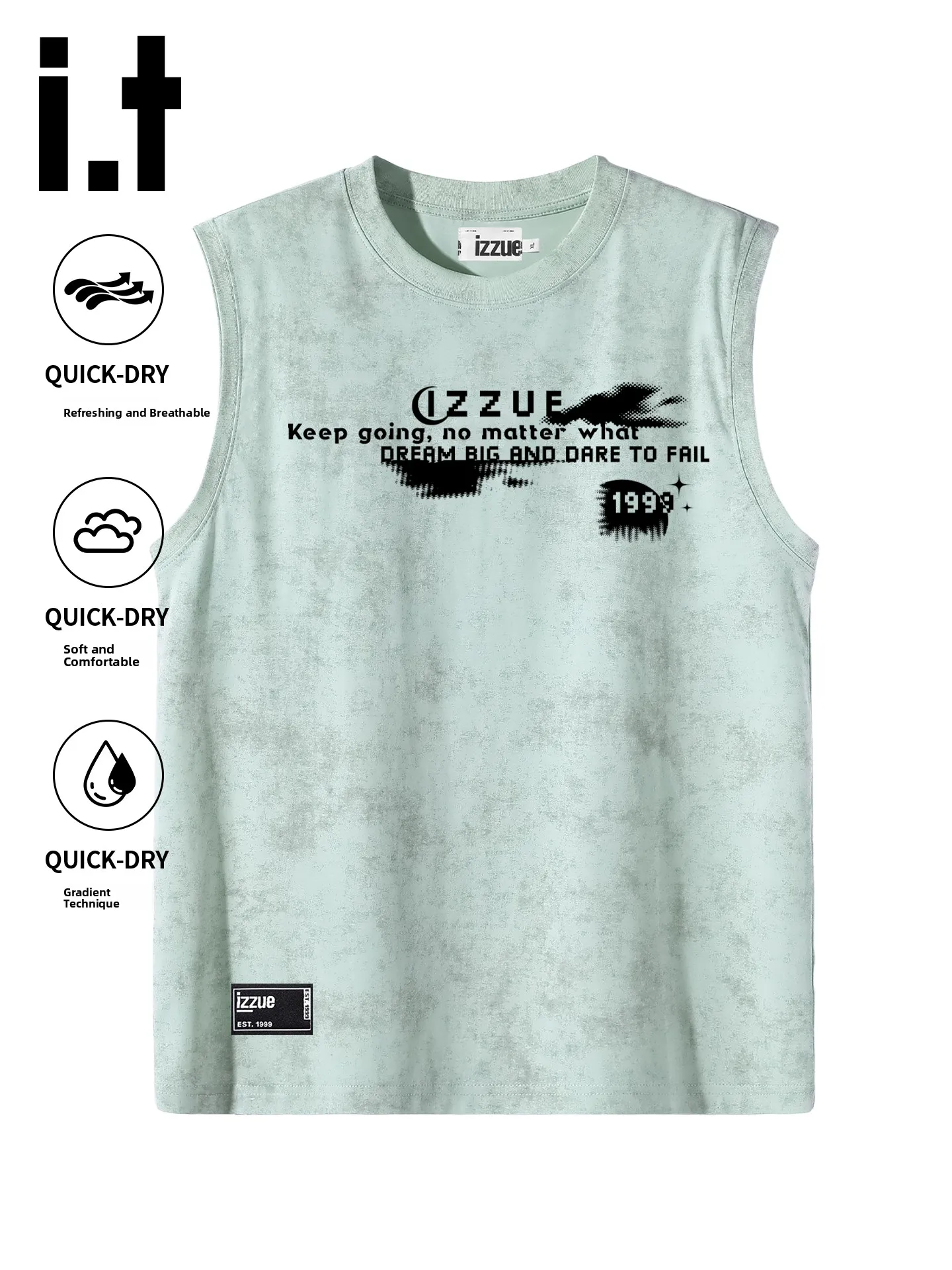 

Izzue Trendy Men's Loose Fitn Training Vest Summer New Sport oulder T-irt Cotton Polyester Spandex Breathable Casual