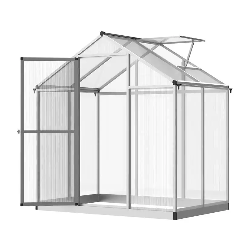 

4' L x 6' W Walk-In Polycarbonate Greenhouse with Roof Vent,Greenhouse for Winter