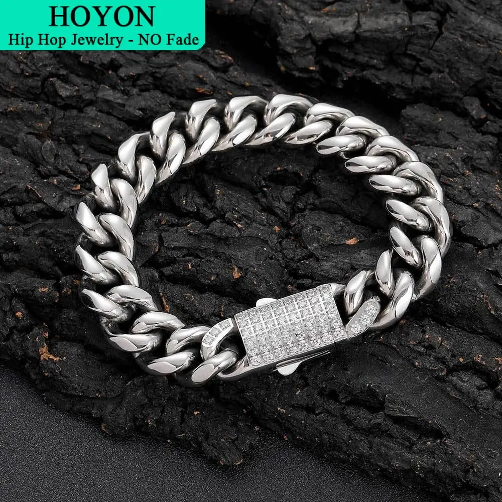 

Браслет HOYON мужской из нержавеющей стали, Круглый круглый зашифрованный цепной браслет в стиле хип-хоп с цирконом, Подарочная бижутерия из титановой стали