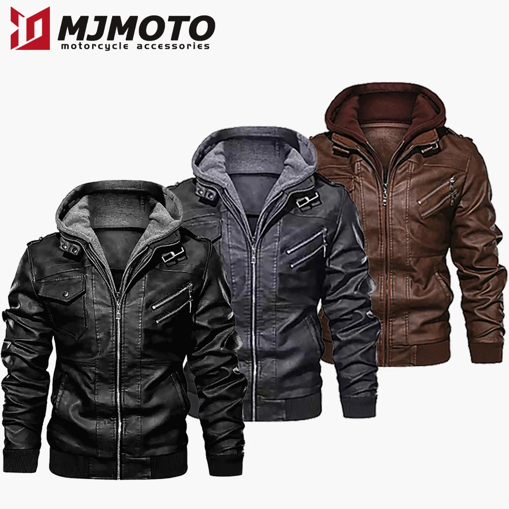 

Men's Cycling Leather Jacket Winter Warm Motorcycle Jacket Windproof Motorbike Jacket Biker Jacket Coldproof Motorcyclist Jacket