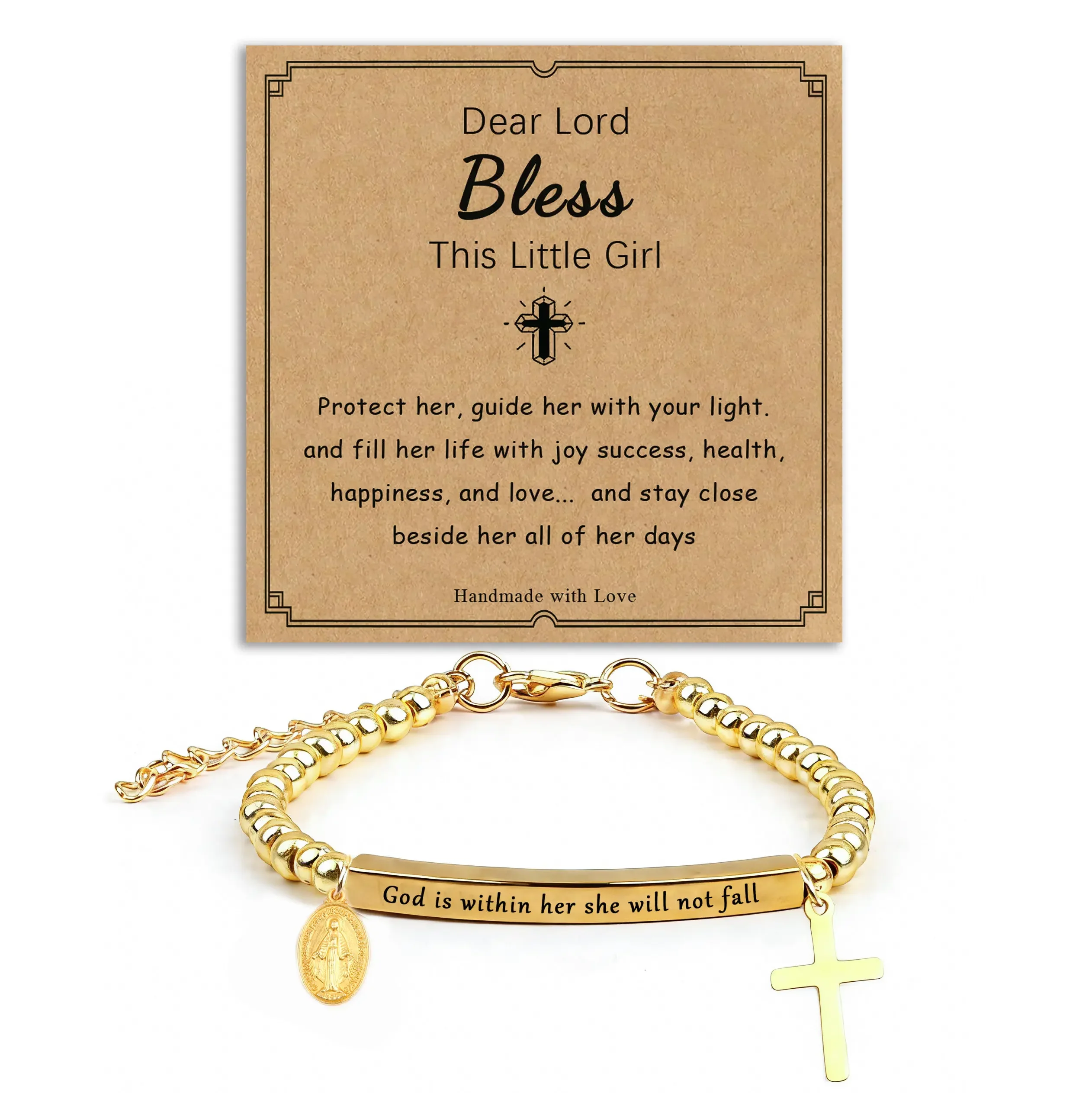 Inspire Bracelet God is within her she will not fall,Faith & Strength Cross Bracelet – Inspirational Christian Jewelry for Easter