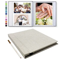 1 photo album self-adhesive scrapbook suitable for 2x3 4x6 photo album DIY linen cover album 15 pages 30 blank pages suitable