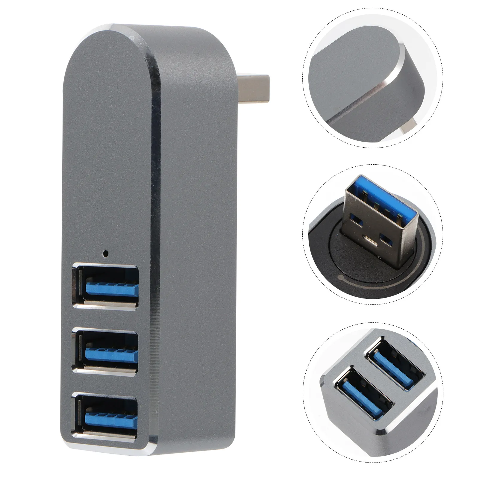 

Rotatable Aluminum Alloy USB Hub USB 3.0 3 Port Splitter for Laptop Computer Keyboard Mouse Camera Data Transfer Expansion Hub