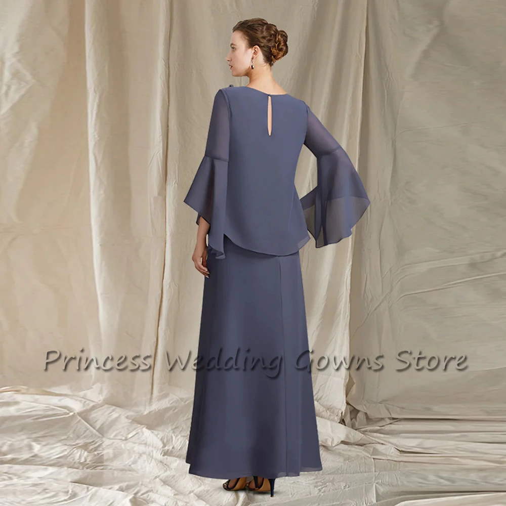 Elegant Mother Of The Bride Dress For Weddings Long Sleeve Simple A Line Plus Size Guest Party Gown Scoop Madrina Vestido Fiesta