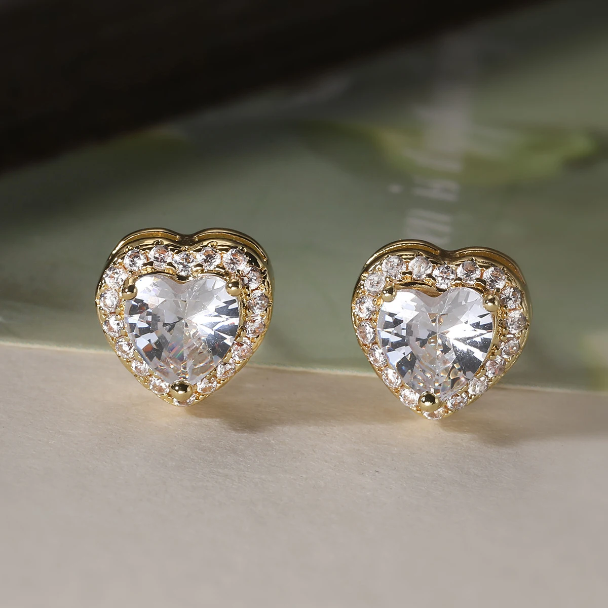 NEWBUY 6 Styles Hot Sale Silver/Gold Color Delicate Heart Stud Earrings For Elegant Women Luxury Shiny AAA CZ Copper Jewelry