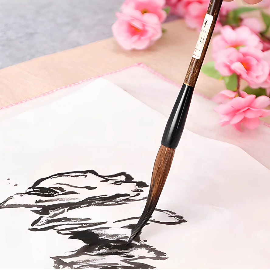 Premium Yellow Chicken Feather Chinese Brush Handmade for Ink Wash Splashed Ink & Cursive Script Calligraphy Long-Tip Design