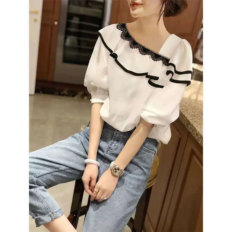 2024 Spring and Autumn New Elegant Women\'s Chiffon Shirt Fashion Long Sleeve Shirt Women\'s Inner Base Shirt Loose Blouse