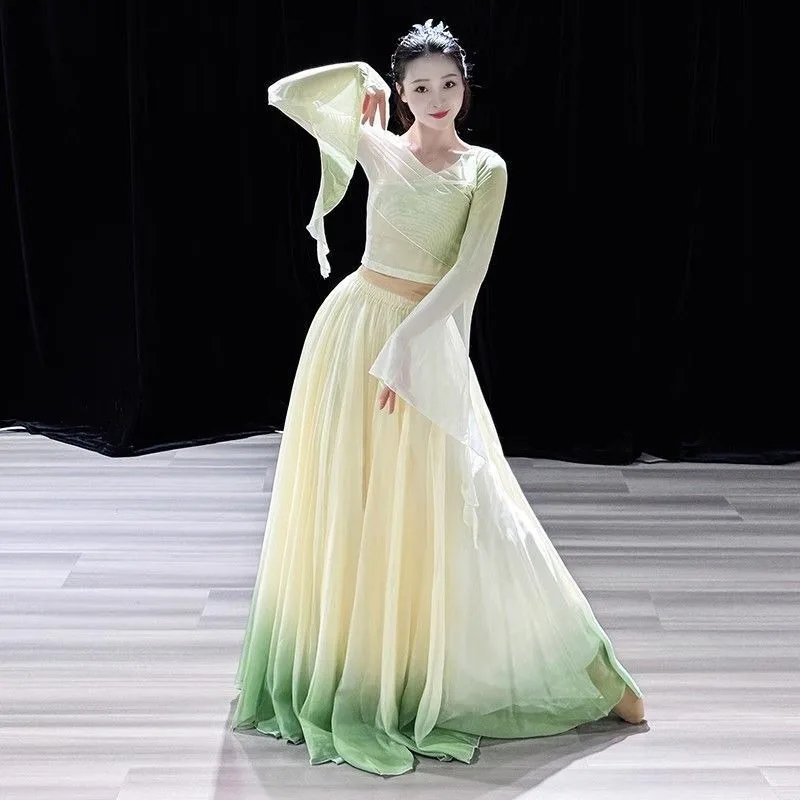 Women Classical Dance Suit Stage Performance Practice Costume Ancient Chinese Dancewear Hanfu Folk Outfit Cosplay Full Set view 2