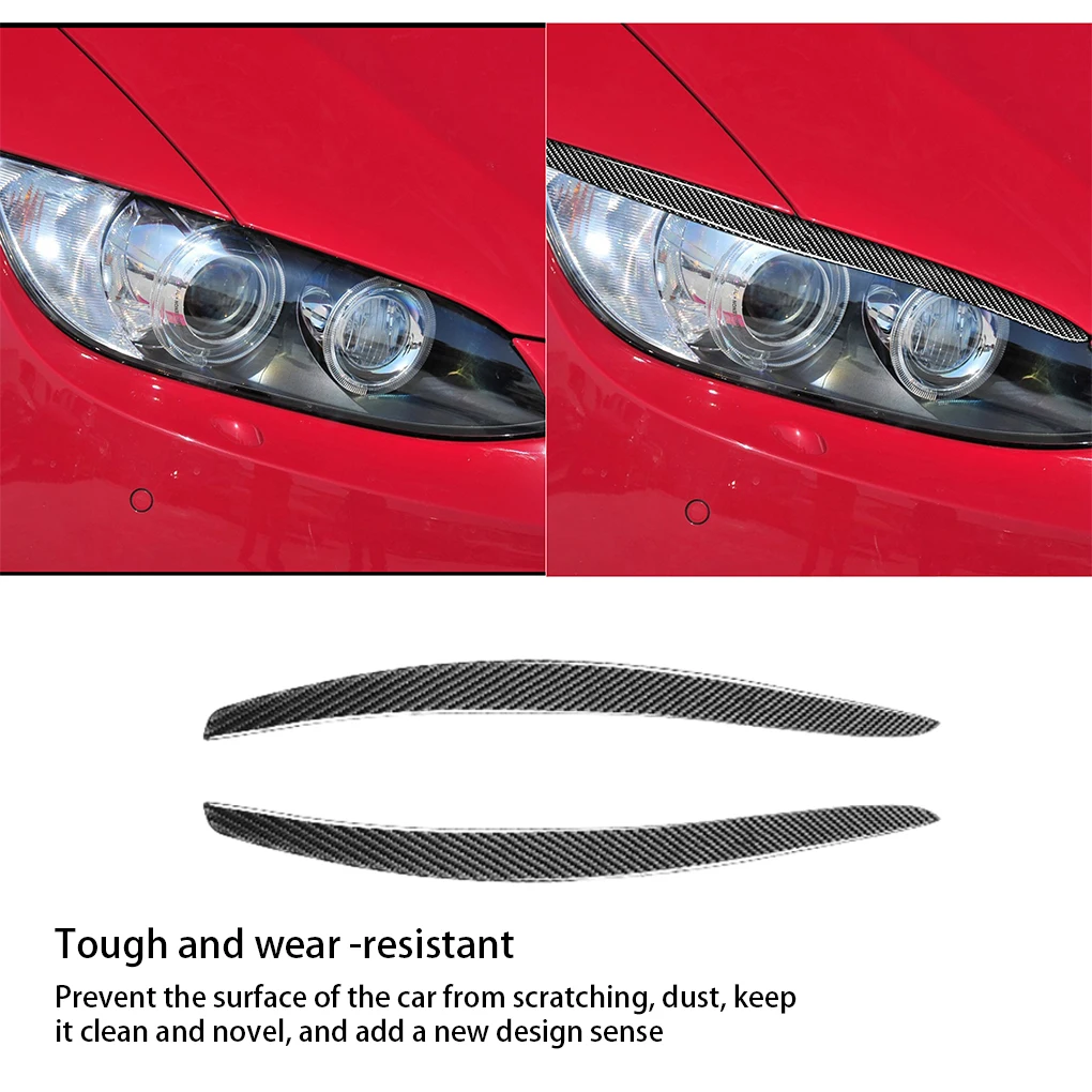 2Pcs Car Stickers Carbon Fiber Trim Headlight Cover Modified Lamp Eyebrows Parts Decals Sticker Replacement for E92E93