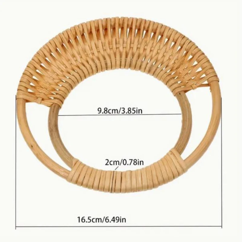 2Pcs Circle Woven Rattan Bag Handles Beach & Tota Bag Strap Replacement Purse Strap Handles For DIY Handbag Handle Accessories