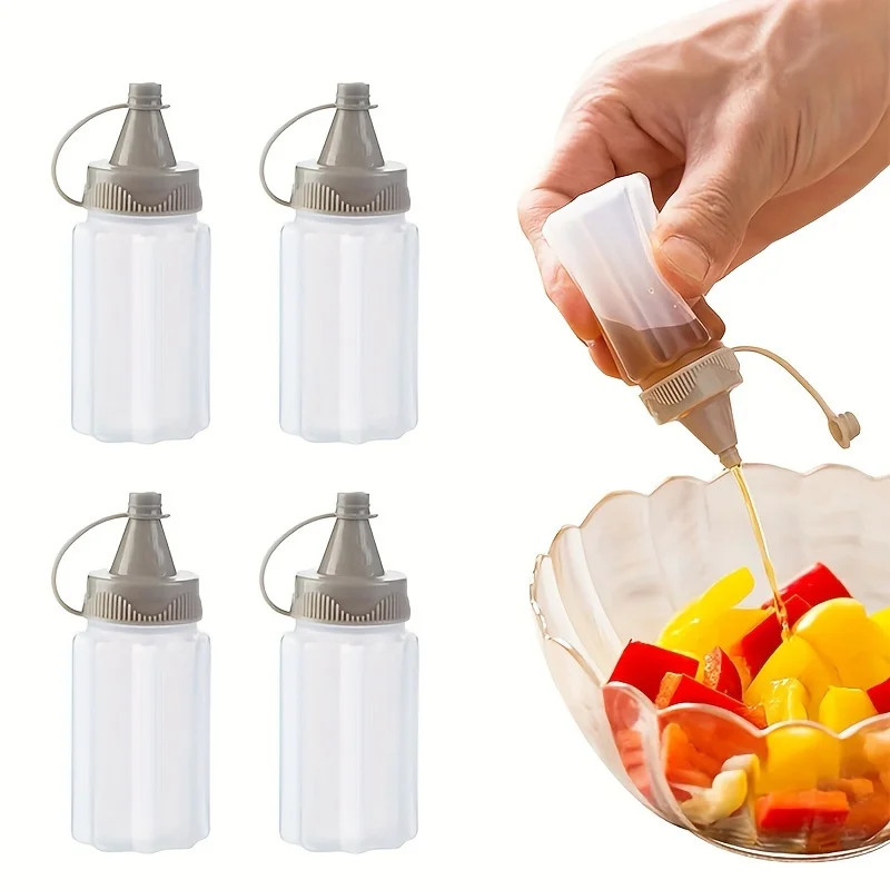 4pcs Sauce Squeeze Bottle Mini Ketchup Bottles Salad Dressing Containers Outdoor Portable Barbecue Spice Jar Party Kitchen Tools