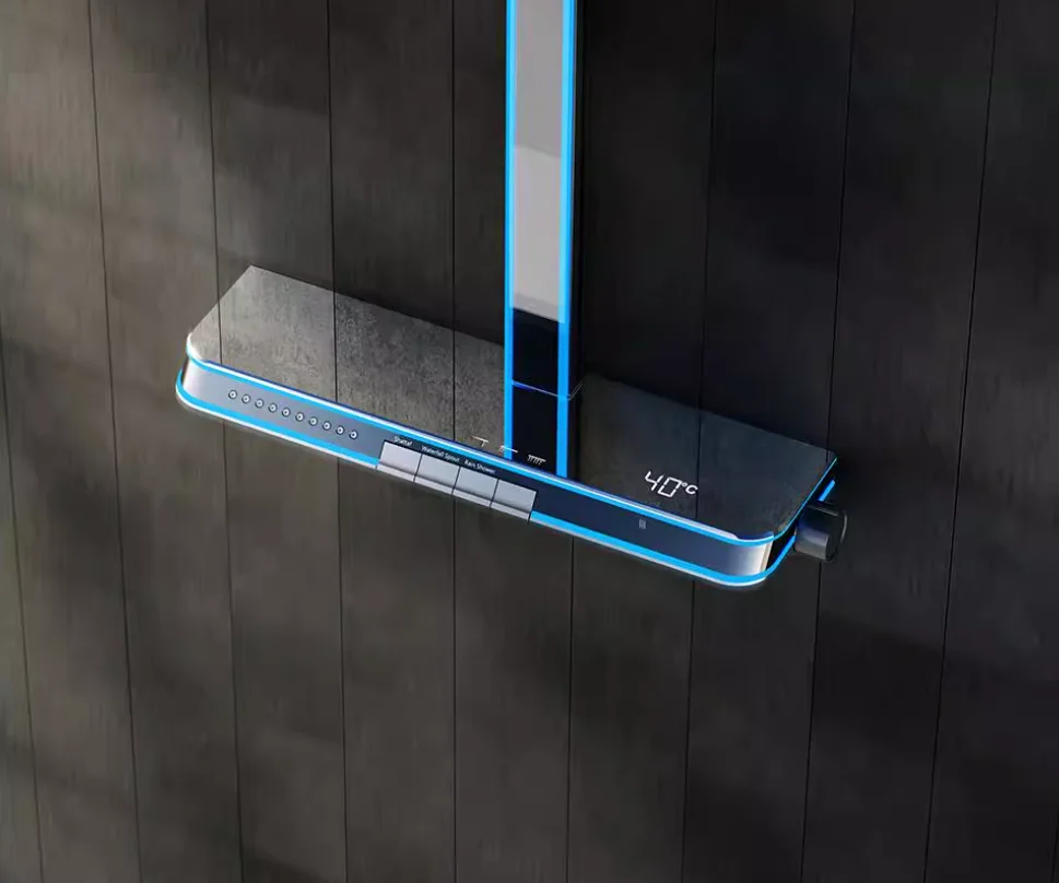 Waterfall Shower Head Full Body Led Light Shiny Massage Bathroom Shower Set