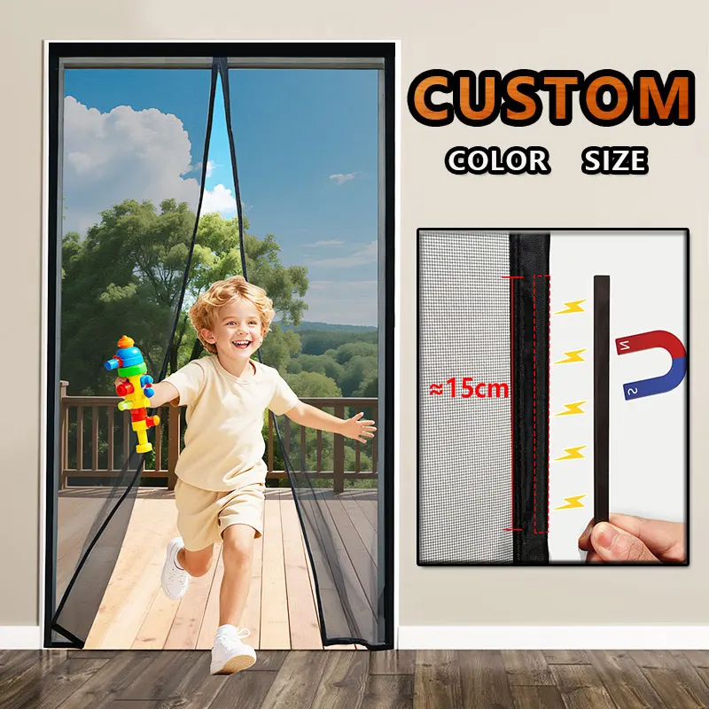 Strong Magnetic Door Mosquito Net Screen Mesh Custom Size Black,White,Gray Curtain Fly Insect Auto Closing Invisible For Outdoor