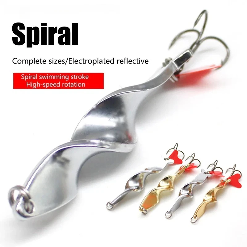 3 stücke Spirale Casting Köder 10g/14g/21g Rotierenden Metall Köder Spinner Löffel angeln Locken für Forelle Hecht Angeln Drillinge Tackle – Detail 1