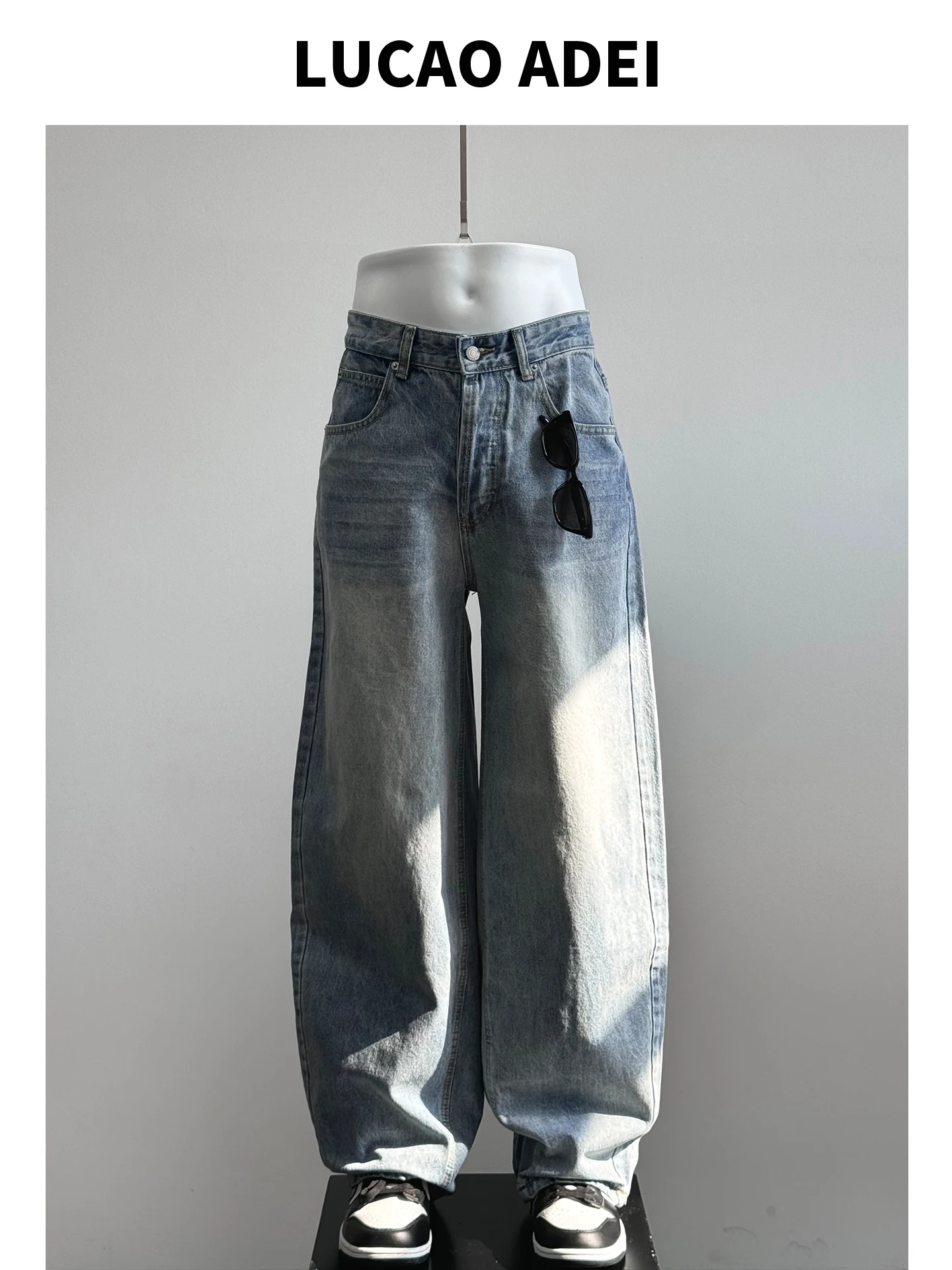 

Waed Blue Jeans Men's Loose Fit Casual Straight Leg Denim Pants Autumn 2025 New American Trend Brand Lucao Adei