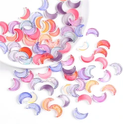 10Pcs/Lots 16x11mm Moon Shape Rainbow Crystal Glass Beads Charm Loose Beads for Necklace Bracelet Earring DIY Jewelry Making