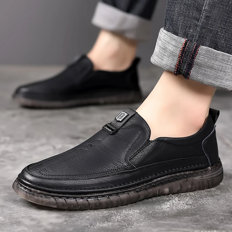 

loafers Fashion Men Business Shoes Mens Leather slip on Loafers Breathable Men Casual Shoes outdoor Male Boat Shoes Moccasins