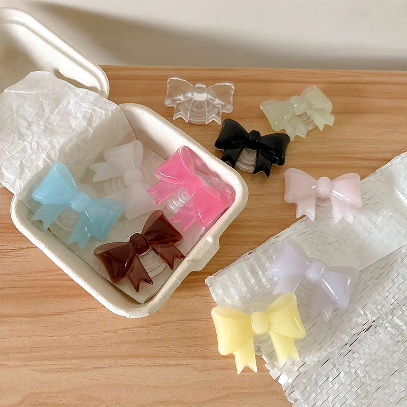 

Jelly Color Ribbon Bowknot Phone Grip Tok Bracket Cellphone Support Griptok Desktop Finger Stand Folding Mobile Holder