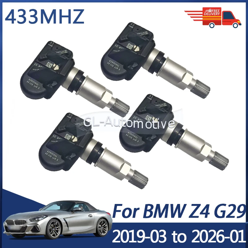 4PCS TPMS Sensor Reifendruck Überwachung Sensor Für BMW Z4 G29 2019-03 bis 2026-01 6877937 6877936   433 MHz