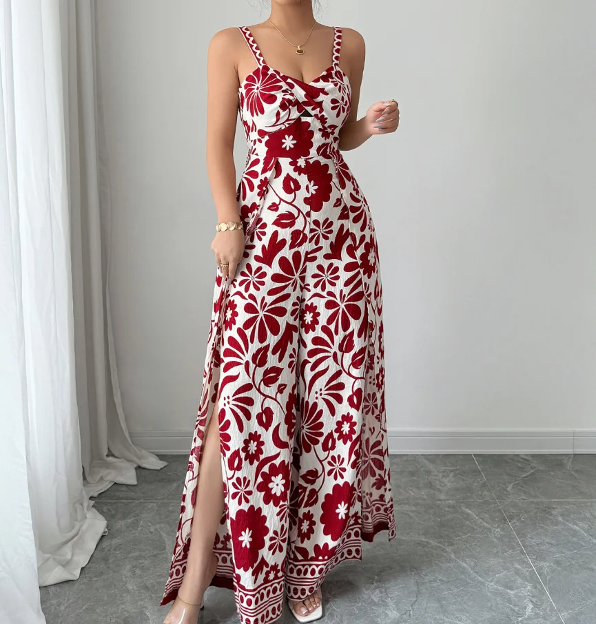 Women's Printed Long Jumpsuit Female Daily Casual Clothing Beach Style Contrasting Female Fashion Elegant Wide Leg Jumpsuits