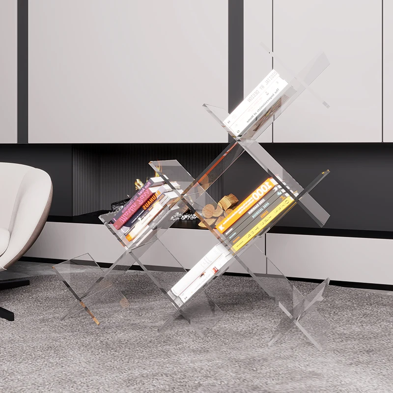 

Nordic simple acrylic transparent bookshelf children's picture books living room reading room multi-layer floor storage