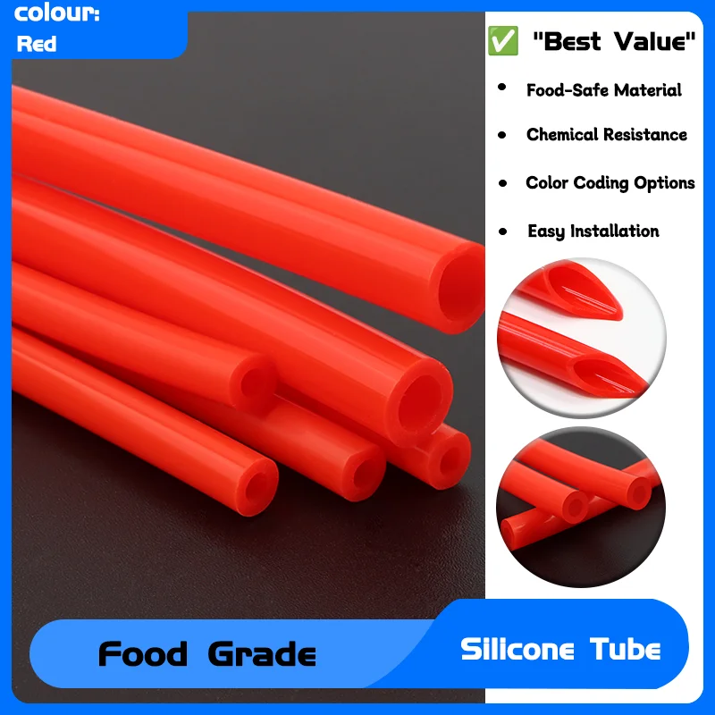 

1~10meters Red Silicone Tube ID 0.5 ~ 32mm Food Grade Tasteless High Temperature Resistant Flexible Drink Water Pipe Garden Hose