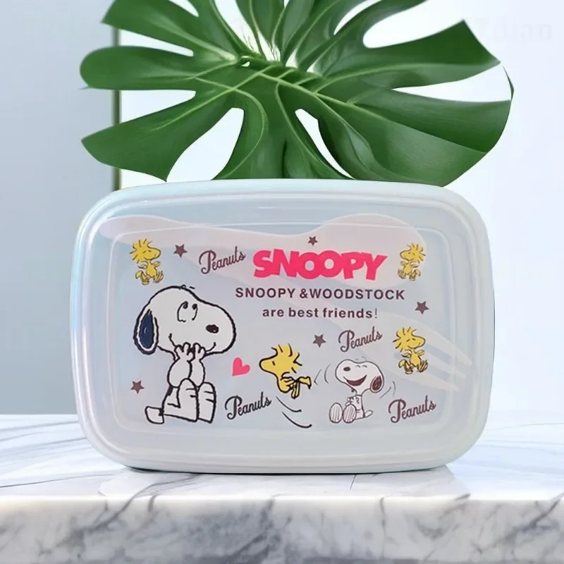 Snoopy pudełko na Lunch kreskówka pojemnik do przechowywania żywności z zastawa stołowa Anime z tworzywa sztucznego dla dzieci szkolne biuro sałatka