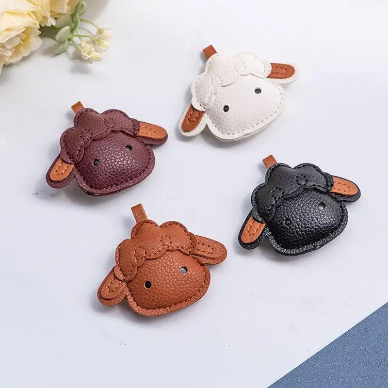 Cartoon Cute Sheep PU Leather Pendant For Backpack Luggage Car Keychain Home Decoration