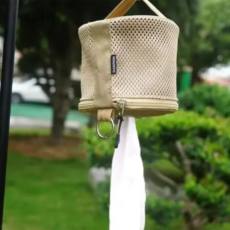 Outdoor Camping Tissue Case Roll Paper Storage Bag With Hook Portable Tissue Holder Tent Hanging Napkin Holder Camping Supplies