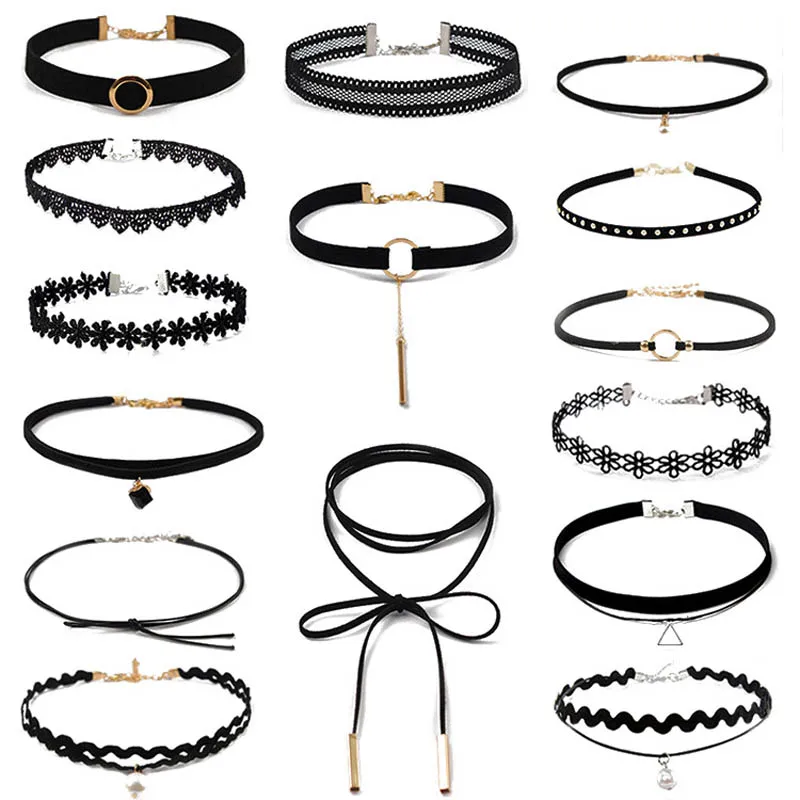 Fashion Lace Chokers for Girl Lady Women Bithday Gift Fish Pattern Tassel Flannel Weaving Vintage Necklaces Jewelry