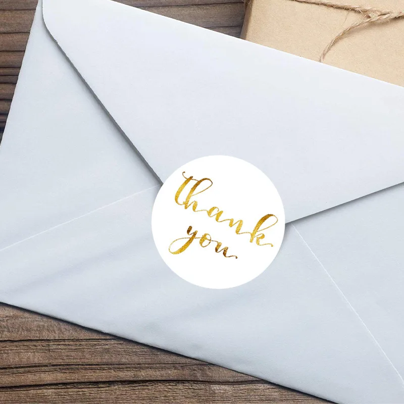 100-300PCS New Thank You Stickers for Business Gilded Small Rolling Stickers Roll Packaging Stickers Pack Merci Home Made Lables