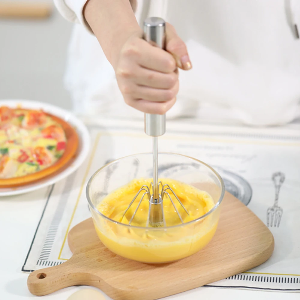 

Stainless Steel Hand Rotating Egg Beater Semi-Automatic Mixer Coffee Milk Mixing Eggbeater Handheld Mixer Cooking Tools