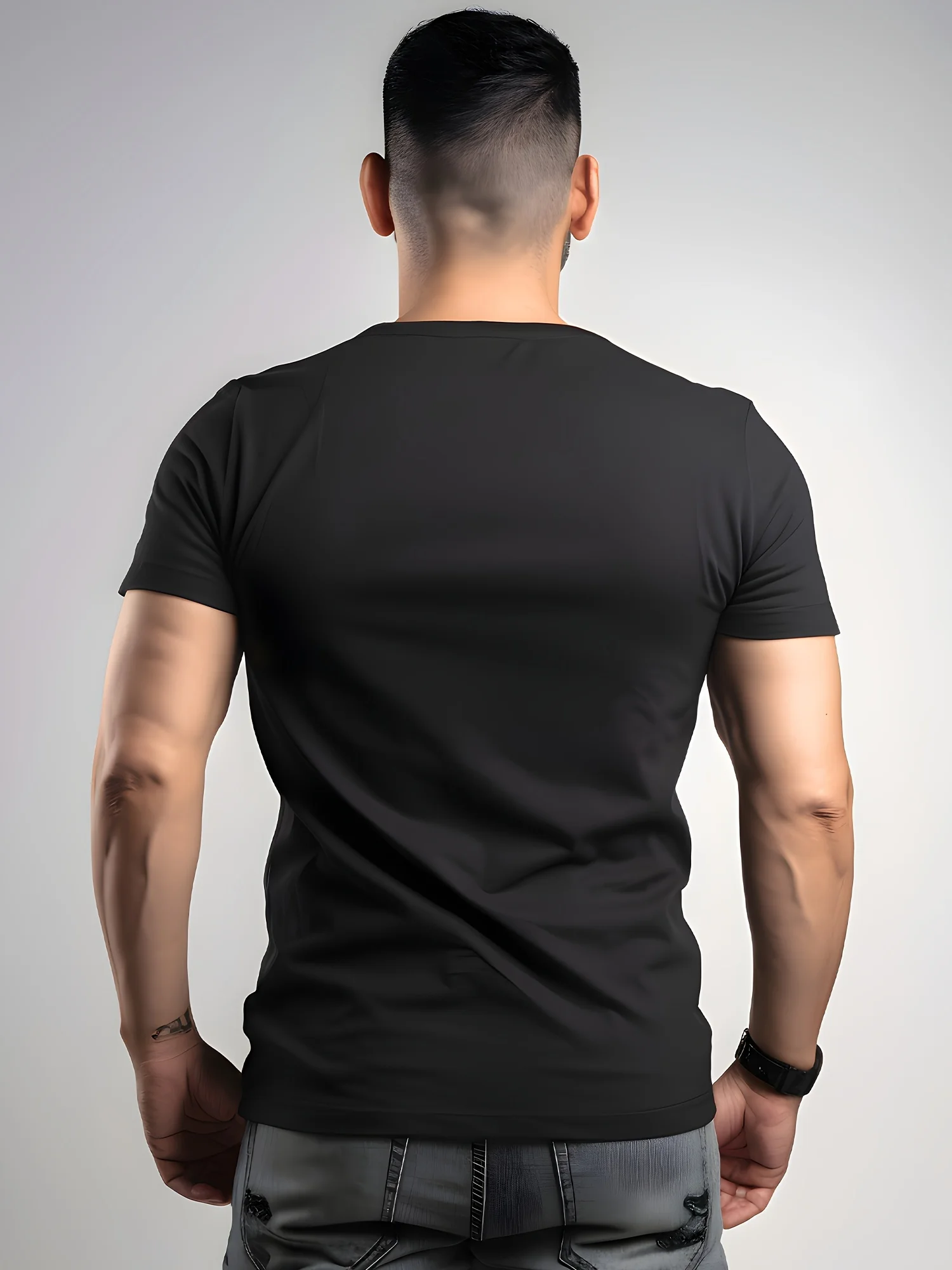 FISH ON Graphic Men's T Shirt  100 Cotton Casual Crew Neck Short Sleeve Black with Unique Fish Forest Design