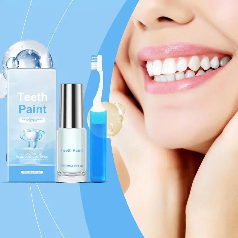 Tooth Paint Portable White Paint for Teeth Deep Penetration Teeth Whiting Paint with Toothbrush Long-Lasting Brightening and