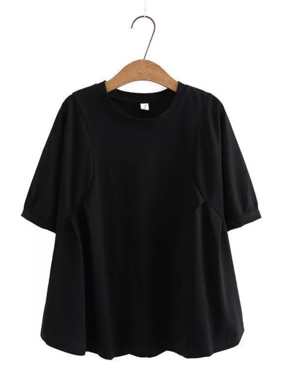 

plus Size Women's T-irt Loose Fit Spring Summer Faion Top Belly Covering Five-Quarter Sve Doll irt Cotton Blend